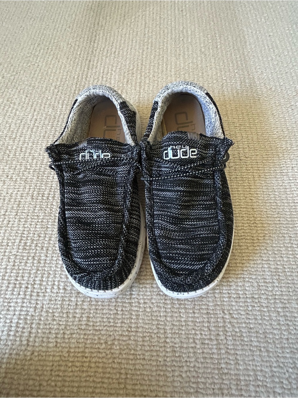 Hey Dude Men’s  Slip-On Sneakers in Black and White Knit